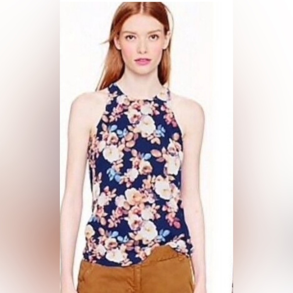 J. Crew silk floral racerback top, size 4